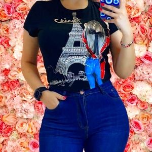 Vinizbena fashion T-shirt with rinhestones